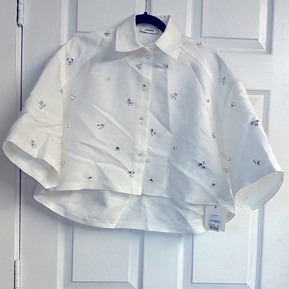 Mentissa Oversized Cropped Embellished Shirt - Picture 3 of 6